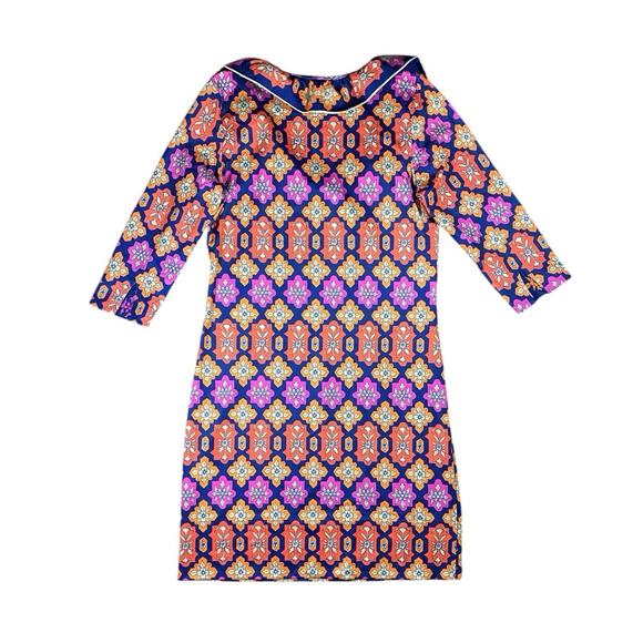 Gretchen Scott Royal Floral Ruffle Neck Midi Dress - XS - Picture 4 of 4